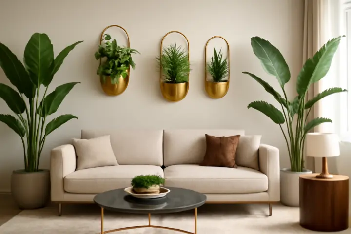Wall Mounted planters in a living room